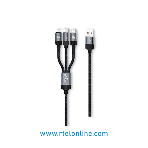 R. TEL R-DC10 Super Fast 3 in 1 Charging Data Cable Up to 450mbps Speed